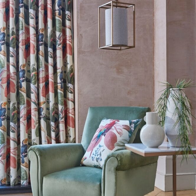 Parakeet Papaya Curtains