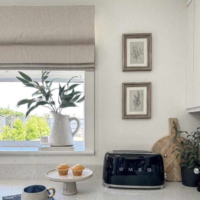 Ian Mankin Skinny Ticking Stripe Flax Roman Blind Ian Mankin Skinny Ticking Stripe Flax Roman Blind