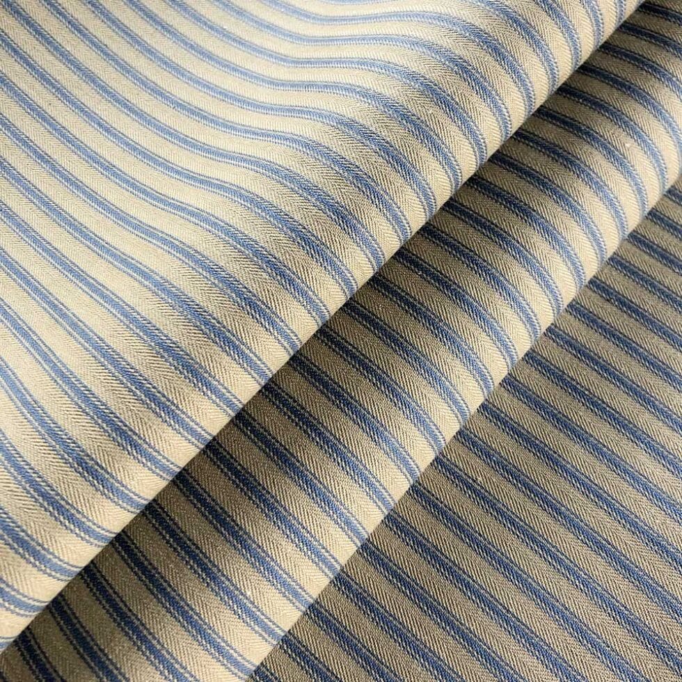 Ian Mankin Skinny Ticking Stripe Rustic Petrol Blue Roman Blind ...