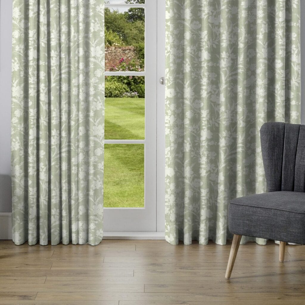 Laura Ashley Bramble Berry Green Curtain Panels 55 x 82 Sheer (2)