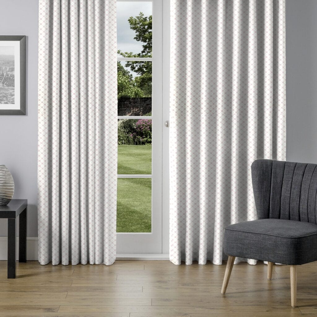 Laura Ashley Wickerwork Coral Pink Curtains