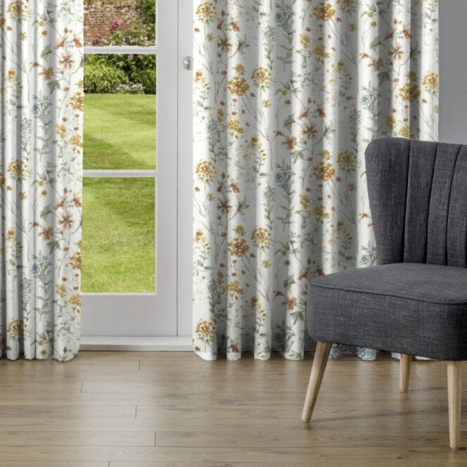 Laura Ashley Wild Meadow Pale Gold Curtains