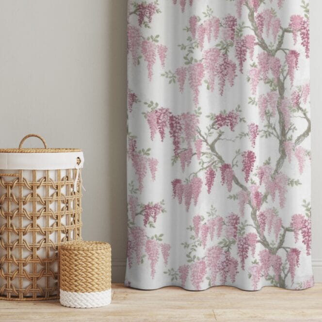 Laura Ashley Wisteria Coral Pink Curtains
