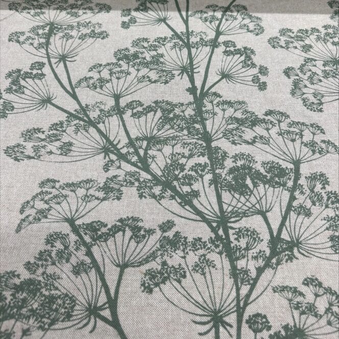 Sewing House Cow Parsley Apple Green on Natural Fabric Sewing House Cow Parsley Apple Green on Natural Fabric