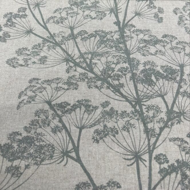 Sewing House Cow Parsley Duck Egg on Natural Fabric