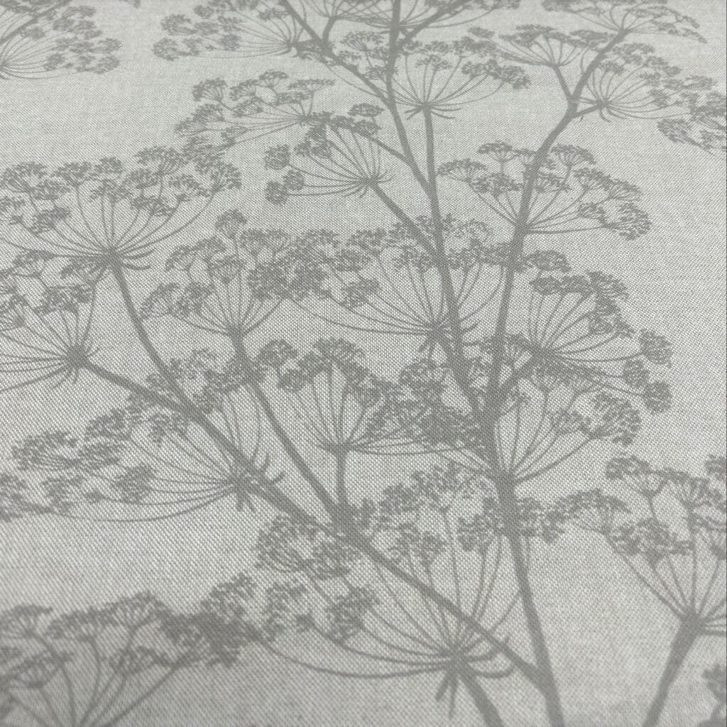 Sewing House Cow Parsley Grey on Natural Fabric Sewing House Cow Parsley Grey on Natural Fabric