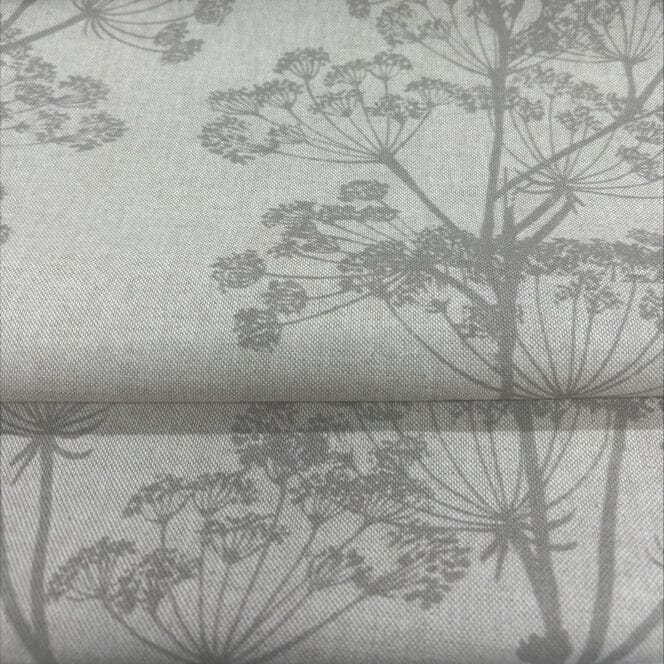 Sewing House Cow Parsley Grey on Natural Roman Blind