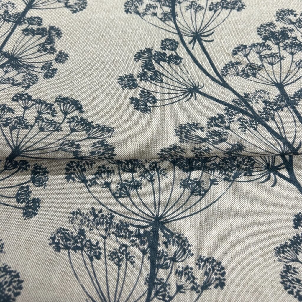 Sewing House Cow Parsley Indigo On Natural Fabric Sewing House Cow Parsley Indigo On Natural Fabric