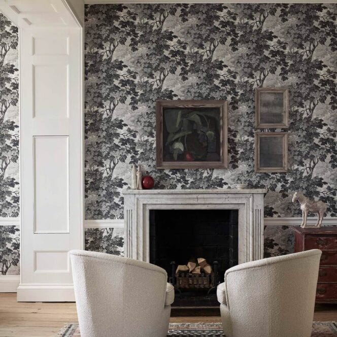 Zoffany Richmond Park Charcoal Wallpaper