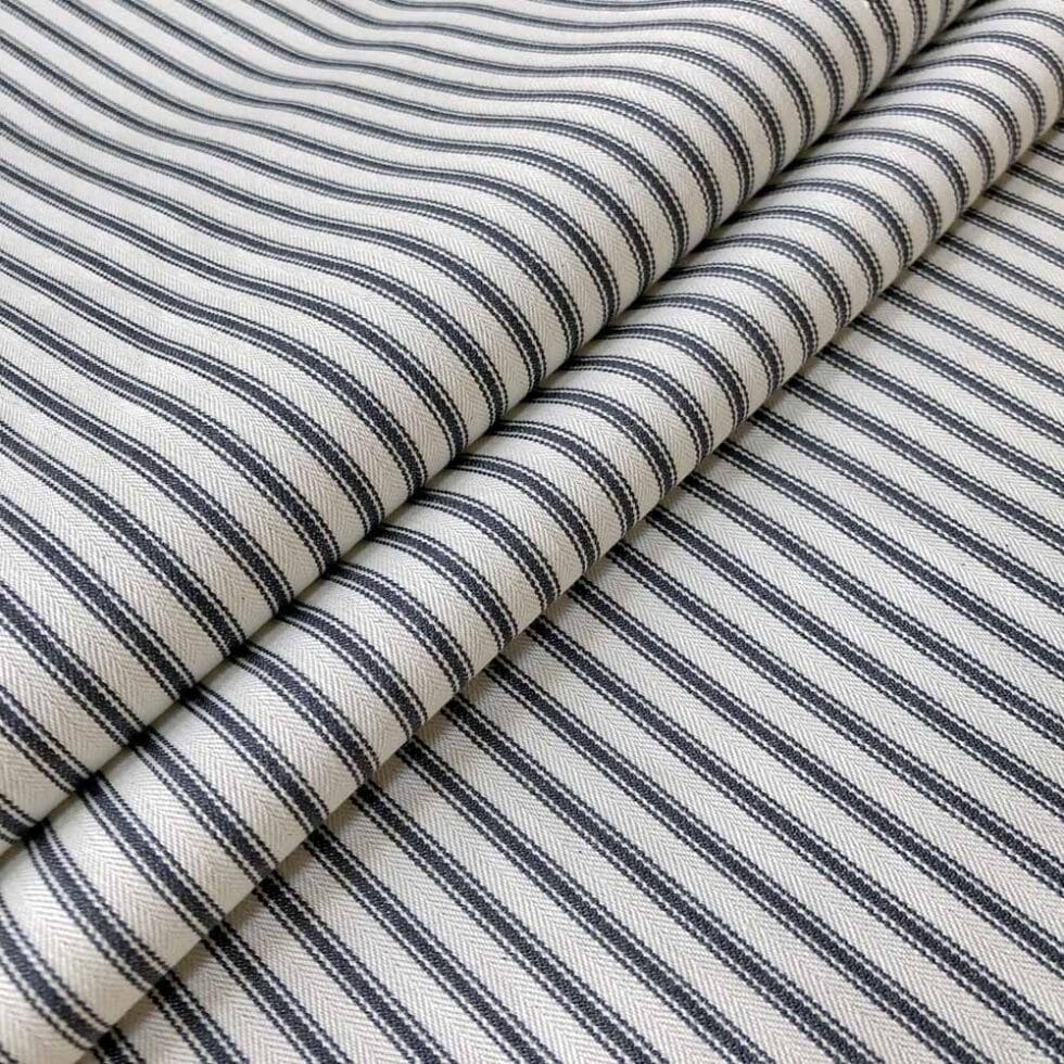 Ian Mankin Skinny Ticking Stripe Dark Navy Roman Blind | Sewing House