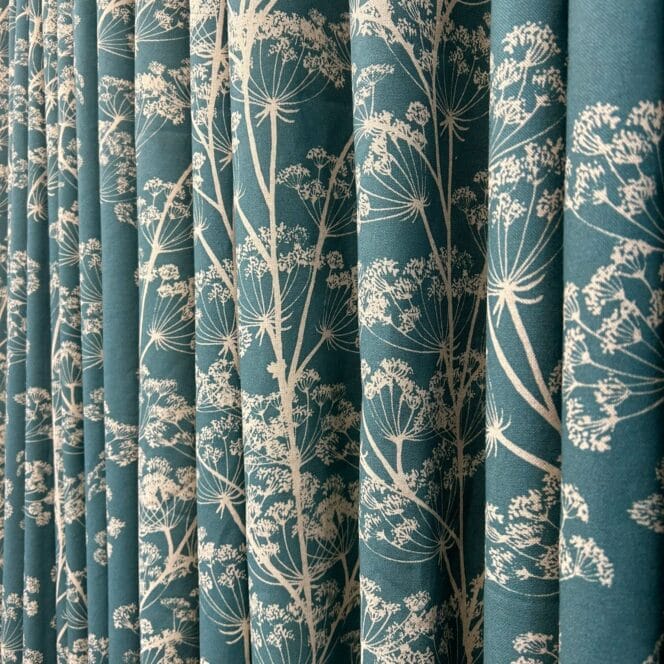 Cow Parsley Teal Curtains
