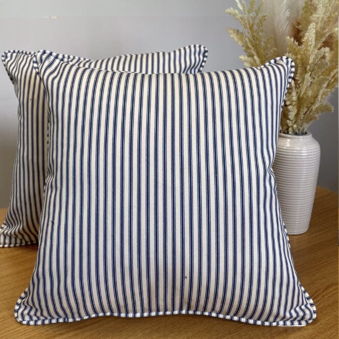 Ian Mankin Skinny Ticking Stripe Cobalt Cushion