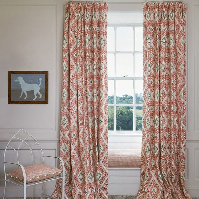 Colefax and Fowler Rowley Red Green Curtains