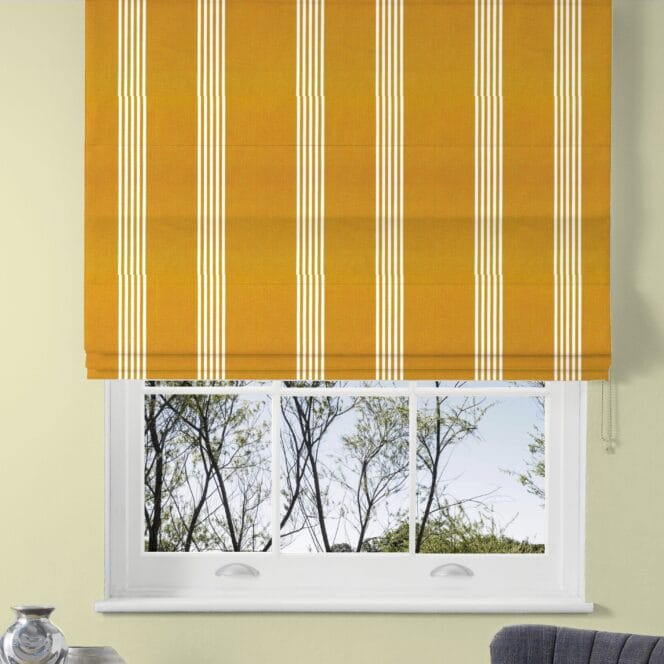 Ian Mankin Canvas Stripe Ochre Roman Blind