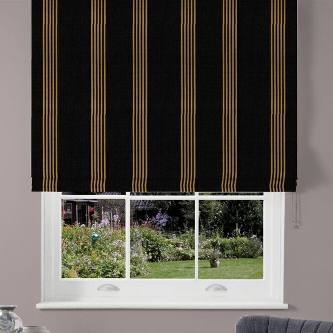 Ian Mankin Canvas Stripe Antique Black Roman Blind