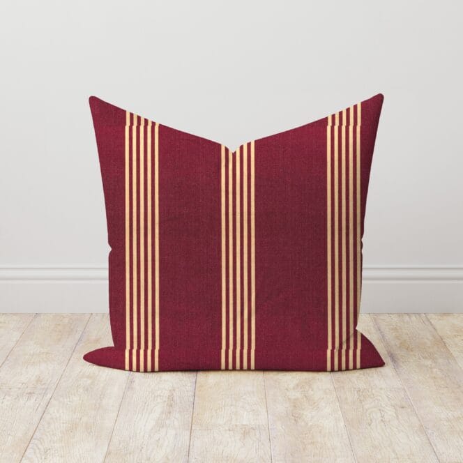 Ian Mankin Canvas Stripe Antique Claret Cushion