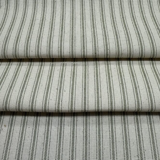 Sewing House Ticking Stripe Sage Roman Blind