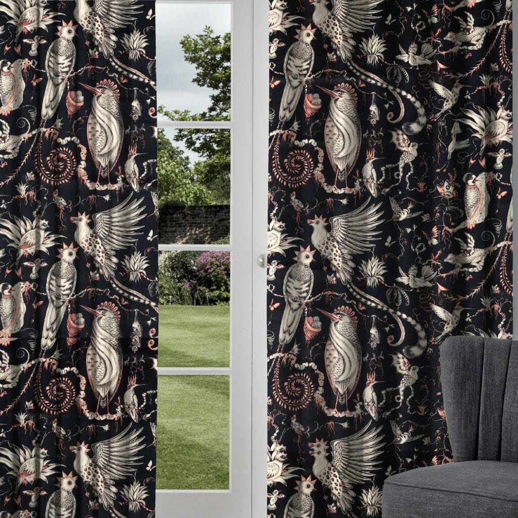 Emma J Shipley Quetzal Velvet Charcoal Curtains