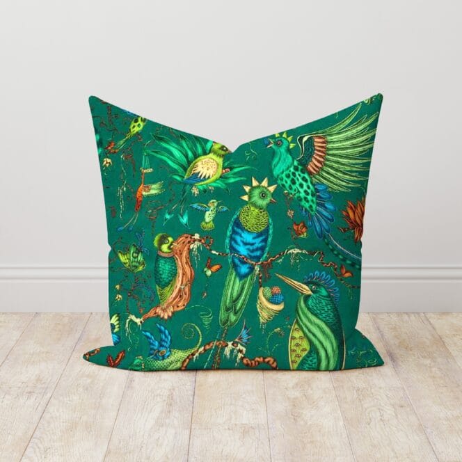 Emma J Shipley Quetzal Velvet Teal Cushion