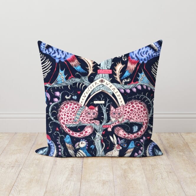 Emma J Shipley Wonder World Velvet Berry Cushion