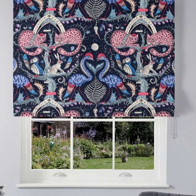 Emma J Shipley Wonder World Velvet Berry Roman Blind