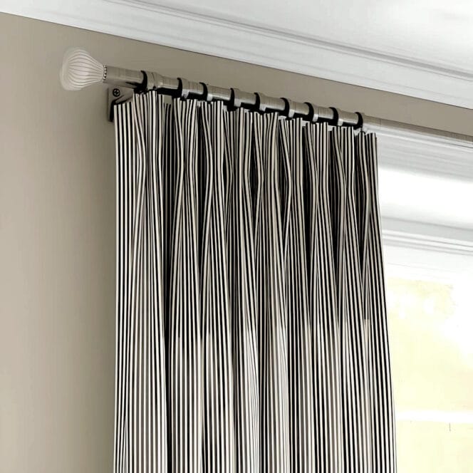 Ian Mankin Skinny Ticking Stripe Black Curtains