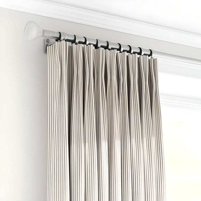 Ian Mankin Skinny Ticking Stripe Silver Curtains