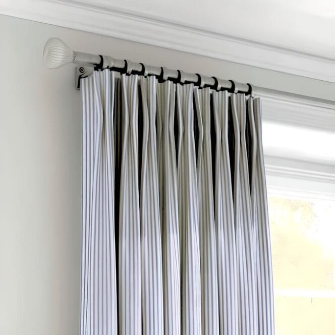 Ian Mankin Skinny Ticking Stripe Sky Curtains
