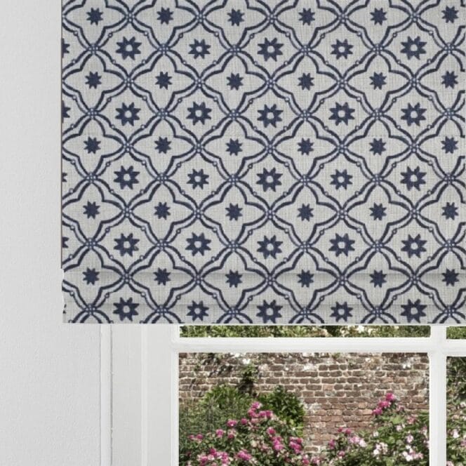 Bolonia Inky Blue Peony & Sage Roman Blind