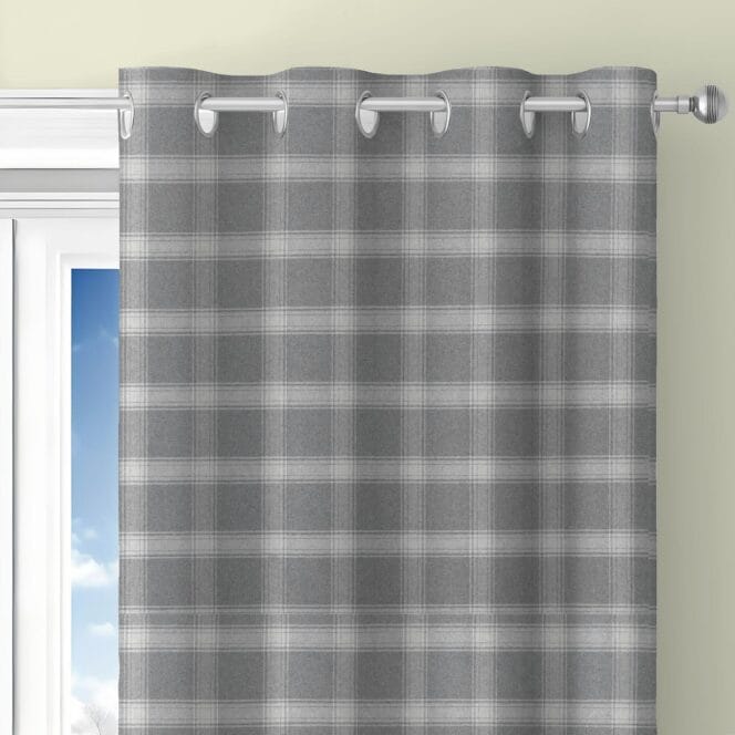Ralph Lauren Doublebrook Plaid Grey Flannel Curtains
