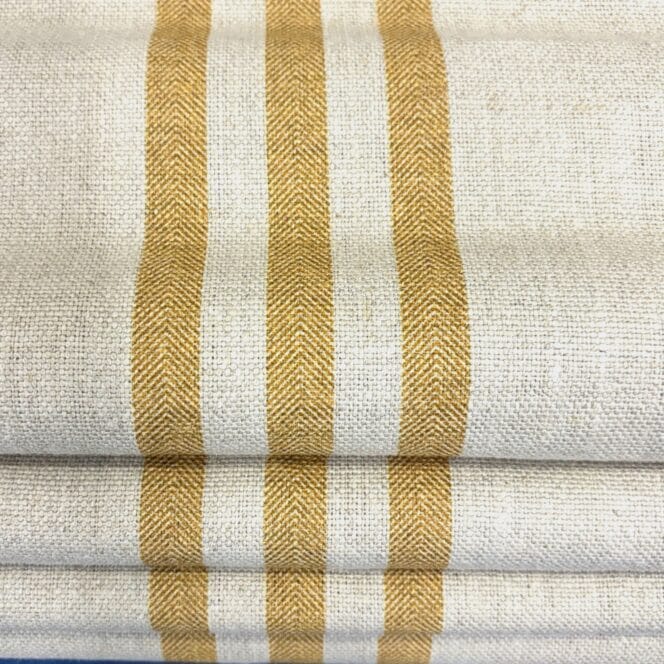 French Stripe Mustard Peony & Sage Roman Blind