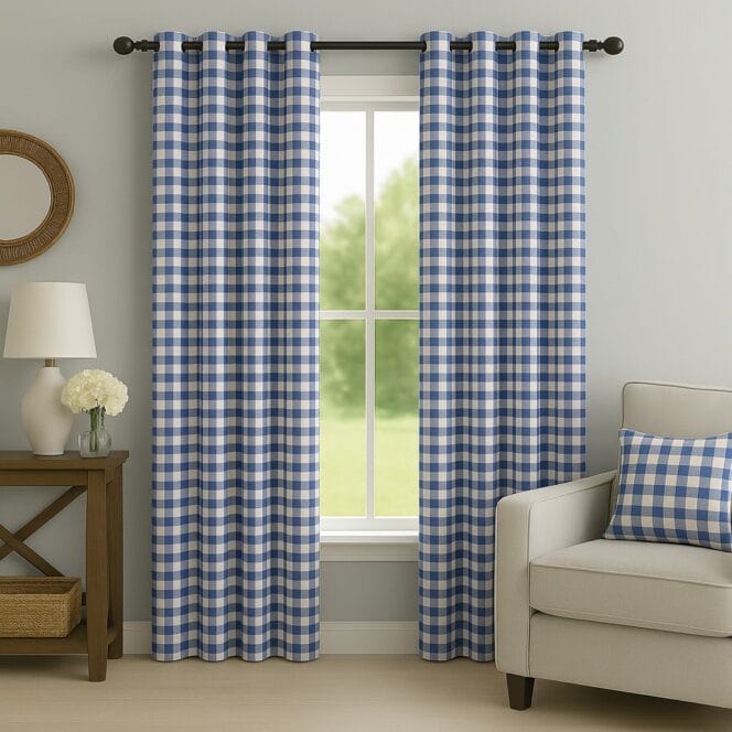 Ian Mankin Suffolk Check Indigo Curtains