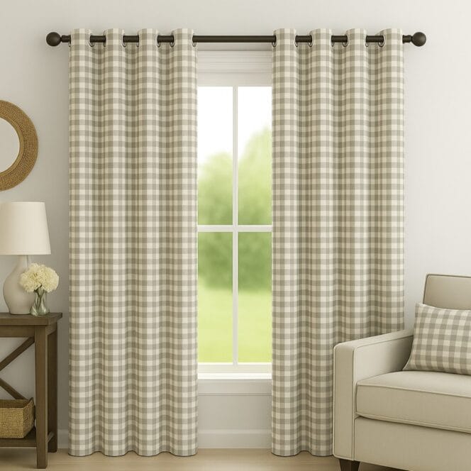 Ian Mankin Suffolk Check Flax Curtains