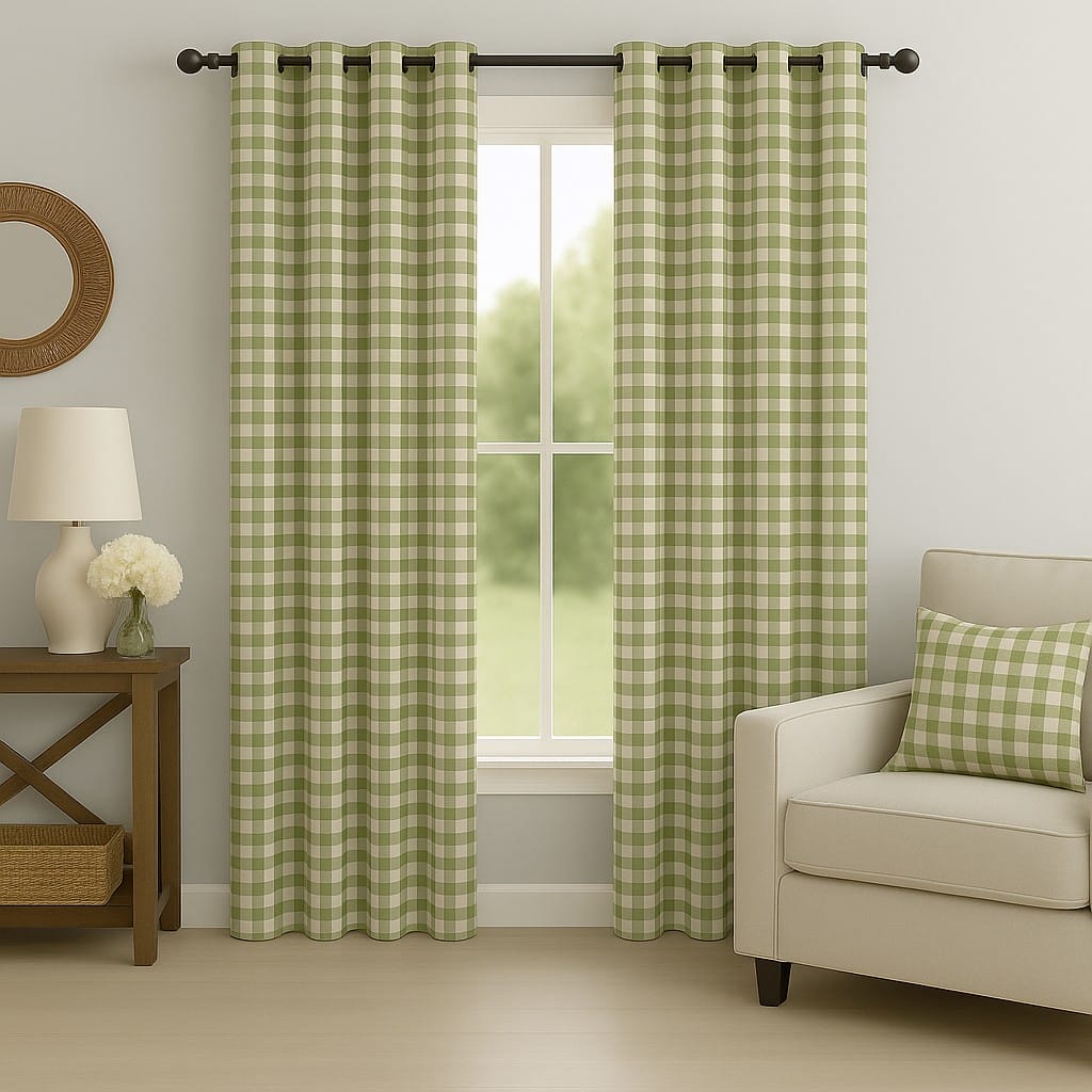 Ian Mankin Suffolk Check Sage Curtains Ian Mankin Suffolk Check Sage Curtains