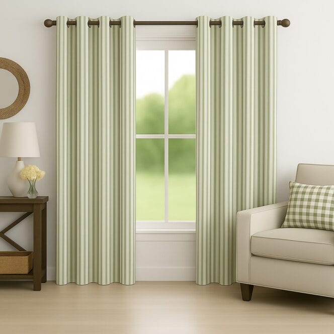 Ian Mankin Ticking Stripe Sage Curtains