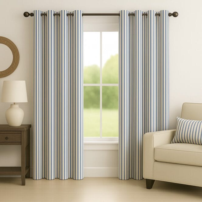 Ian Mankin Ticking Stripe Sky Curtains