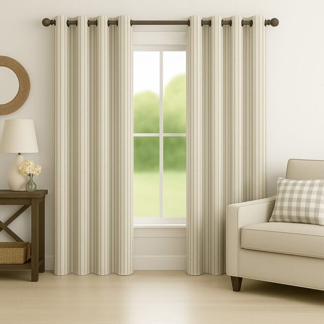 Ian Mankin Ticking Stripe Grey Curtains