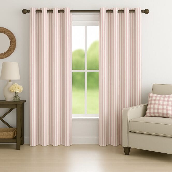 Ian Mankin Ticking Stripe Pink Curtains
