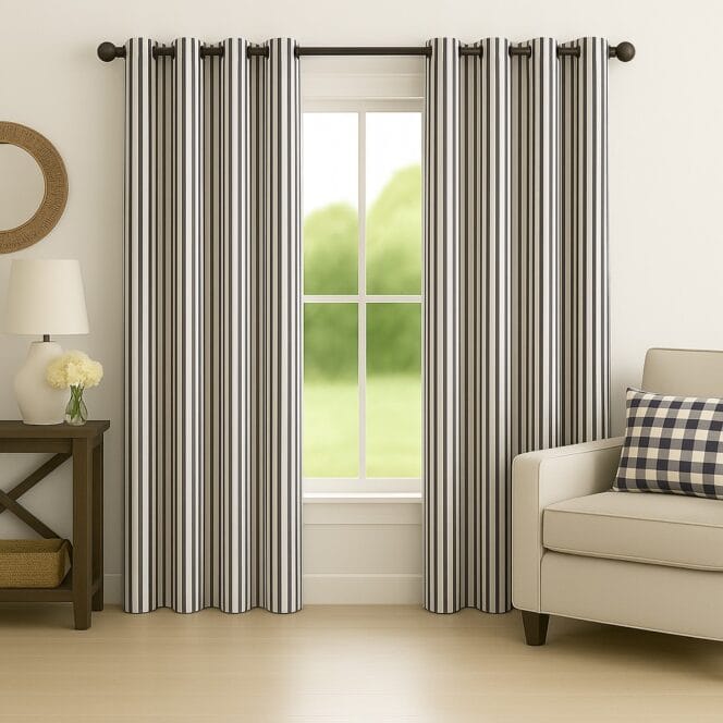 Ian Mankin Ticking Stripe Navy Curtains