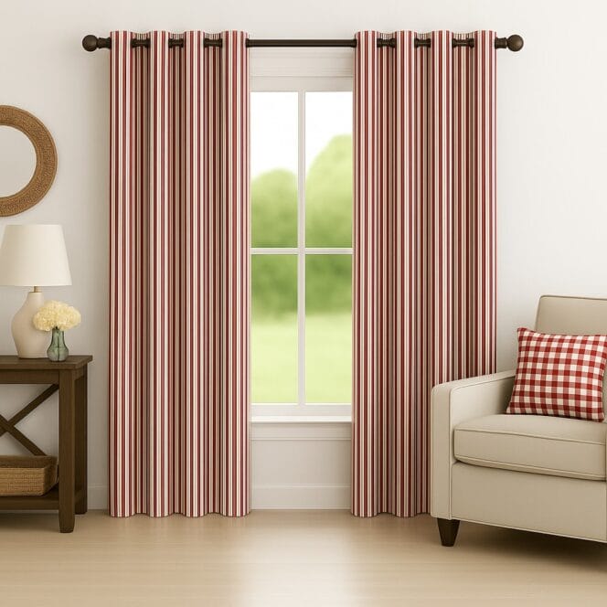 Ian Mankin Ticking Stripe Peony Curtains