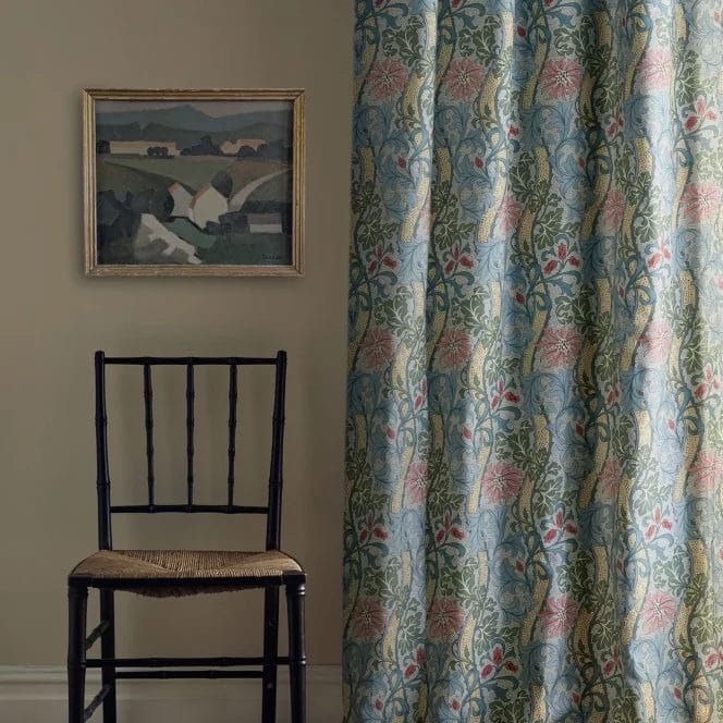 Morris & Co Cornflower Rose Woad Curtains