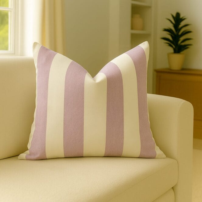 Ian Mankin Devon Stripe Pink Cushion
