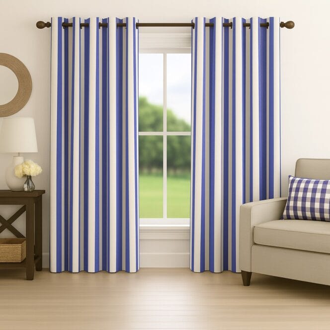 Ian Mankin Devon Stripe Indigo Curtains