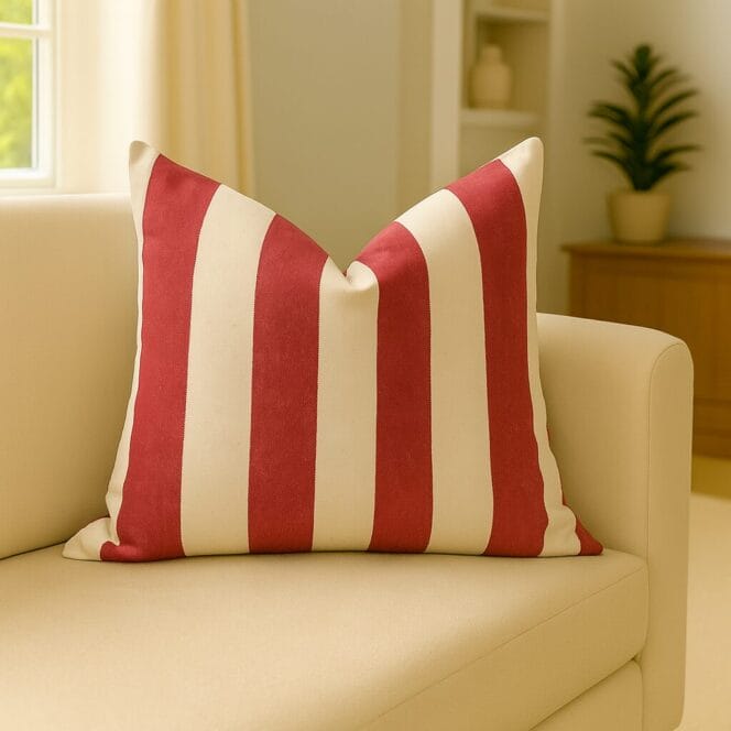 Ian Mankin Devon Stripe Peony Cushion