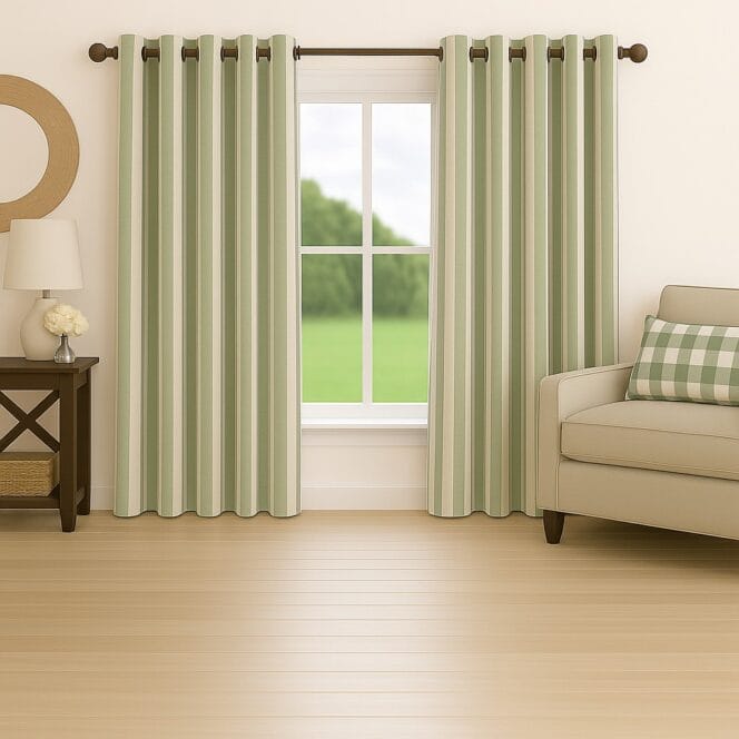 Ian Mankin Devon Stripe Sage Curtains
