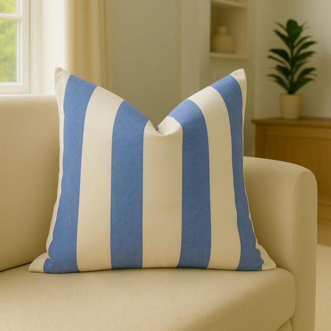 Ian Mankin Devon Stripe Indigo Cushion