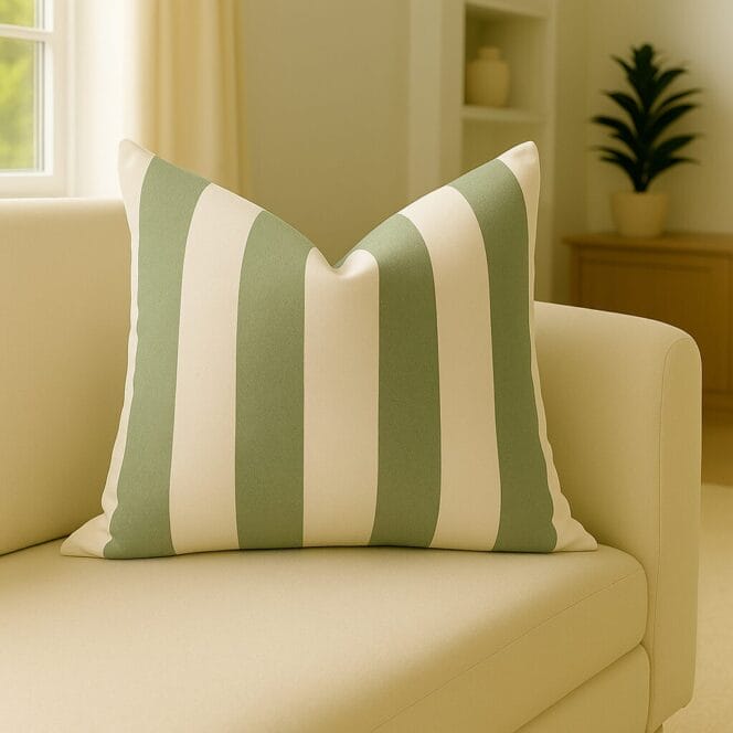 Ian Mankin Devon Stripe Sage Cushion