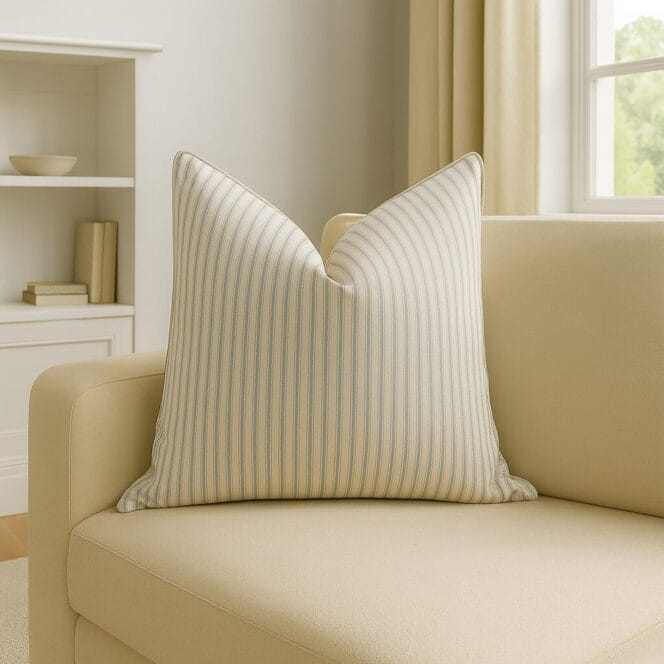 Ian Mankin Skinny Ticking Stripe Mist Cushion