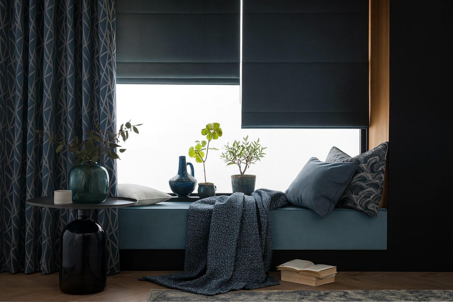 Ian Mankin Ticking Stripe Sky Headboard