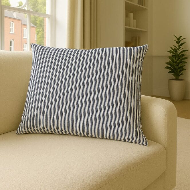 Ian Mankin Skinny Ticking Stripe Navy Cushion